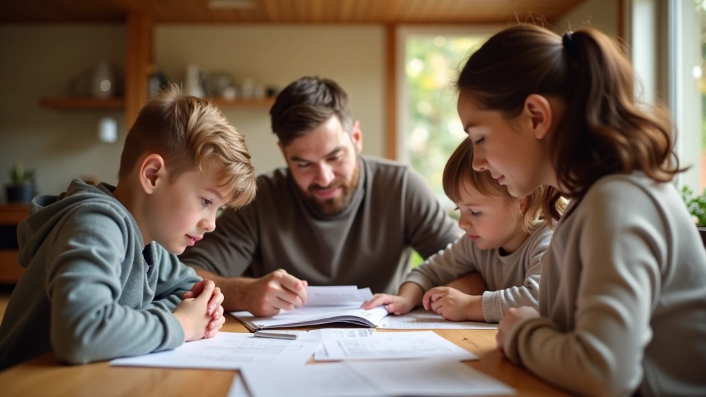 Familie plant ihre Finanzen zusammen