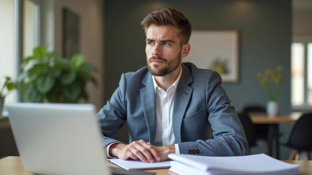 Person füllt Steuererklärung am Laptop aus mit offenen Rechnungsordnern daneben