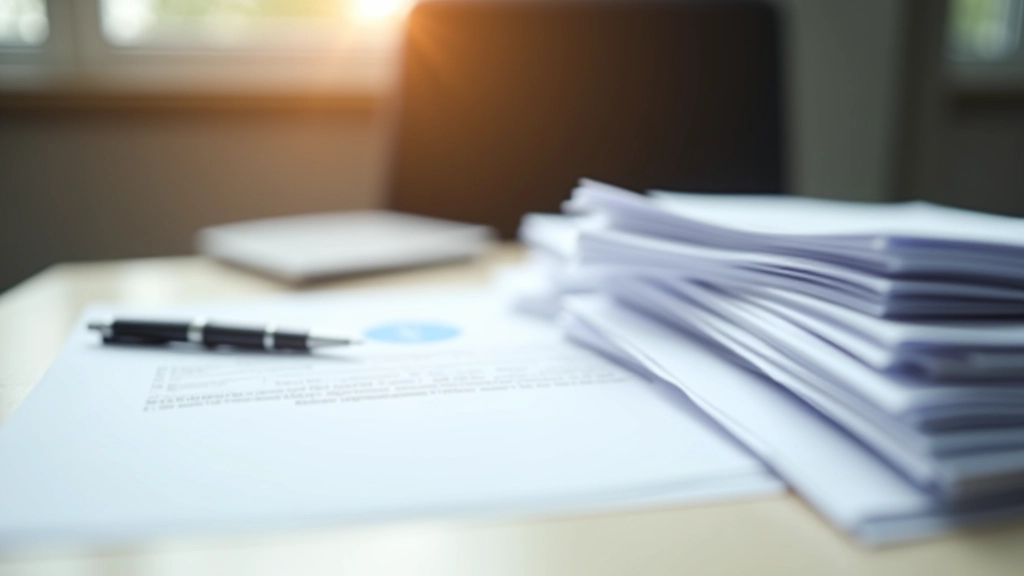 Dokumentenstapel und Antragsformulare auf einem Schreibtisch, Behördenpapiere